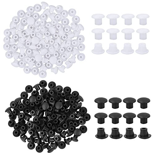 Pinsheng 200 Stück Lochstopfen Kunststoff 5mm, Bohrloch Abdeckkappen Schwarz Weiß Abdeckstopfen Kunststoff, Stopfen für Bohrlöcher Möbel Schrank Schrauben Bohrungen