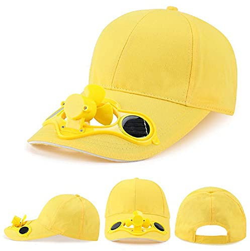 Solar Adjustable Fan Hat Cap One Size (Yellow)