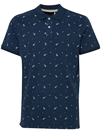 Blend 20715471 Polo Herren Poloshirt Polohemd Fruchtmuster Polokragen Regular Fit Pique-Qualität, Größe:L, Farbe:Dress Blues (194024)