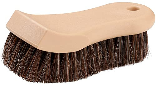 JSCARLIFE Auto-Reinigungsbürste, weiche Pferdehaar-Detailbürste, rutschfester Griff, Fahrzeugbürste für Felgengehäuse, Kühlergrill, Motor, Sofa, Ledergewebe, Reinigung, Beige