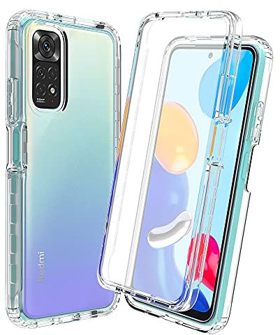 XINNI Coque pour Xiaomi Redmi Note 11S(Note 11 4G) Antichoc Housse avec Protège écran, 360 Degrés Full Body Etui Solide Double Face Bumper Portable Transparent Housse,Cristal