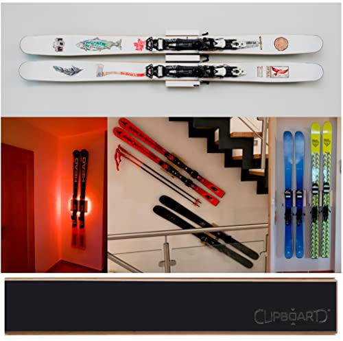 Clipboart® Standard Wandhalterung - Halterung - Ski - Tourenski - Carvingski - Powderski - Alpinski - Carver - 360° Wandbefestigung (Multiplex-Schwarz)