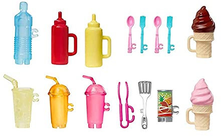 Barbie Piezas de repuesto para Fresh 'n Fun Food Truck Doll Playset GMW07 ~ Vasos de repuesto para bebidas, helado y cubiertos