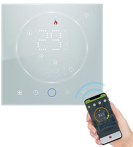 Matybobe Smart Tuya WiFi-Thermostat, Sprachsteuerung, 16 A, digitales programmierbares LED-Display, Fußbodenheizungs-Temperaturregler, digitaler intelligenter Wandthermostat für elektrische Heizung