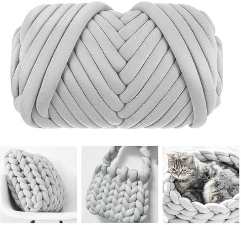 MeYuxg Chunky Yarn Hellgrau, 25M Chunky Wolle Superweicher Waschbarer, Stricken & Selbermachen Armstricken Wolle für Dicke Wolle zum Stricken, Handstrickgarn, Grobstrick (500g)