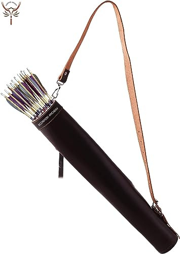 SCORPION ARCHERY Traditional Shoulder Back Quiver Bow Arrow Holder Handmade Straps Belt Adjustable Lightweight & Comfortable Cow Leather Gift for him Aniversary Gift (D/Brown)