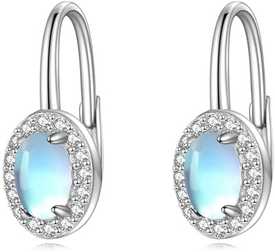 POPLYKE Türkis/Mondstein/Larimar Ohrstecker für Frauen 925 Sterling Silber Türkis Leverback Ohrringe Schmuck Geschenk für Mädchen