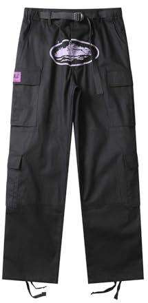 Minus Two Cargo Hip Hop Pants Für Herren Mit Gürtel Und Mehreren Taschen Sport Jogginghose Alcatraz Aufdruck Entspannte Passform Kordelzug Militär Jogginghose In Übergröße-Lila||L