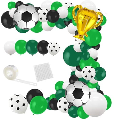 Green Black White Balloon Garland Arch Kit, 119PCS Dark Green White Black Balloons Soccer Party Decorations for Football Cup Video Gaming Boy Gamer Fan Soccer Birthday Party Decorations…