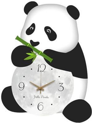 perfk Panda-Wanduhr, groß, kreativ, leise, schön, geräuschlos, dekorative Uhr, Wanddekoration für Wohnzimmer, Küche, Heimdekoration
