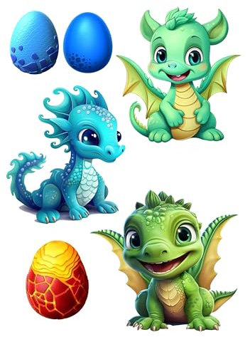 Baby Dragon 3х-11см, Cake Topper,Tortenaufleger, 20cm Oblate Premium