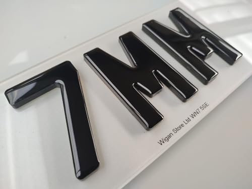 4D Gel 7MM Black Domed Number Plate Letters - 6, 7, 12, 14 Digits - Self Stick On 4D GEL Single Charles Wright (12)