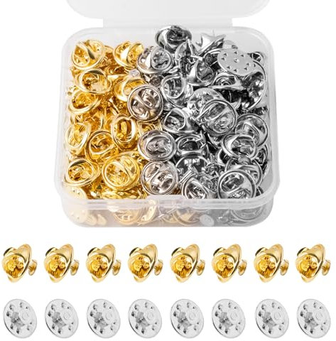 FRUHLING 100 Paar Schmetterling Pin Verschluss Butterfly Clips Pin Schmetterling Kupplung Butterfly Pin Clutch Anstecker Pin Krawattennadeln für Brosche Abzeichen Krawatten Hüte DIY Handwerk