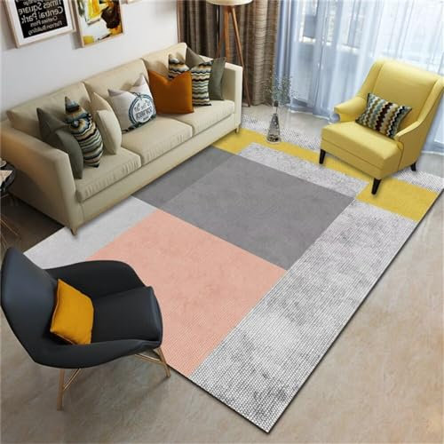 RUGMRZ Deko Zimmer Tumblr Schalldämmung unregelmäßiges geometrisches Design rechteckiges Wohnzimmerzubehör modern verformungsfrei Mädchen Teppich Kinderzimmer 160X250CM