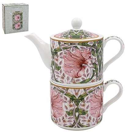 The Leonardo Collection William Morris Pimpernel Tea for One | Ceramic Teapot and Cup Set | Beautiful Gift for Home Use | Stylish Printed Teapot for Tea Lovers