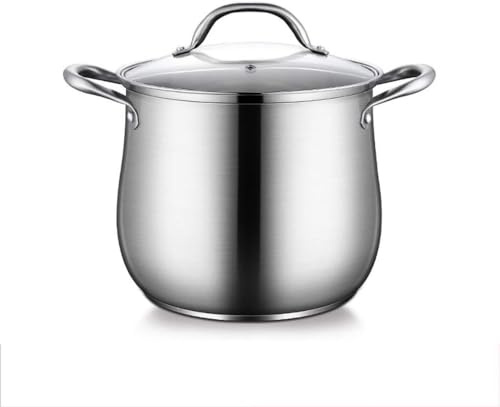 Suppentopf mit Glasdeckel, Suppentopf, professioneller Induktions-Saucepan mit Deckel, 12 l