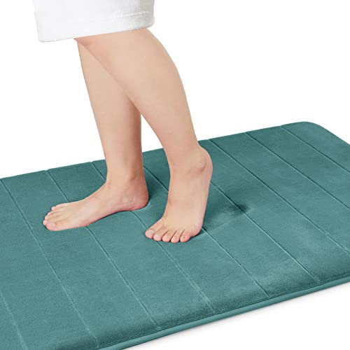 Yimobra Badematte rutschfest, 92 x 61 cm, Super Wasseraufnahme, Dick, Maschinenwaschbar, Leicht zu Trocknen Badezimmerteppich – Eierschalenblau