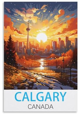 HSAYYIII Calgary Canada Vintage-Reiseposter, 20 x 30 cm, Leinwand-Kunst, Poster und Wandkunst, Bild, Druck, Schlafzimmer-Dekor