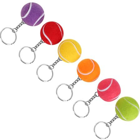 Balle de Tennis Multicolore, 6 Pièces, pour Sacs, Clés, Crochets de Rangement pour la Maison, Porte-clés, Décoration Pendentif, 4cm