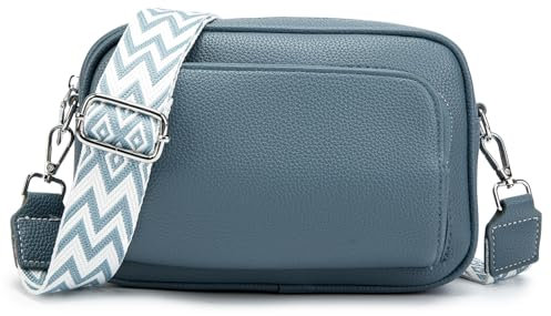LUXCAELY Umhängetaschen Damen Schultergurten Damen Leder Bauchtasche Damen Crossbody Bag Damen Mode Hüfttaschen Breitem Schultergurt - Blau