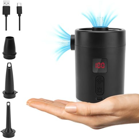 Pompe à air portable ZEMBSOYA, électrique rechargeable avec écran LED, mini pompe flottante de piscine pour flotteurs de piscine, bouées, sac de rangement sous vide