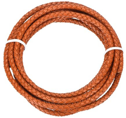 sourcing map Braided Leather Cord, 4mm Round Braided Faux Leather Necklace Cord Bolo Tie String 2 Yard for Jewelry Making Necklace Crafts Beading Braiding 25