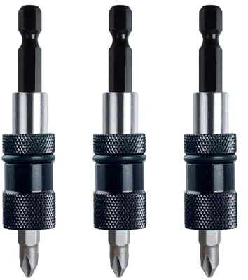 3 Stück Trockenbau Bit, Magnetisch Schnellwechsel Bithalter, 1/4-Zoll-Sechskantschaft Aufsatz für Akku-Schrauber und Hand-Bohrmaschinen (Schwarz)