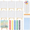 UZSUZZ Kit de peinture 30 Pcs Mini Chevalets avec Toile d'art petits Chevalets avec mini toiles Pinceaux Palettes de Peinture pour La Peinture,Le Dessin,l'art Et Les Loisirs CréAtifs