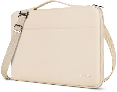 DOMISO 14 pulgadas Funda para portátil de Funda impermeable a prueba de golpes Funda protectora para portátil para bolso de hombro para HP Stream 14 Pavilion 14/2017 ThinkPad X1 Yoga 710,Beige