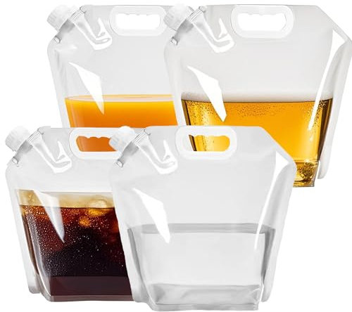 SISKEYCOOC 4 Pack Faltbare Wasserkanister 5L/10L - BPA-Frei Wasserbehälter, Tragbar Wasserbeutel Wassersack, Trinkwasserkanister mit Griff für Camping, Notfall, Wandern (4 x 5L)