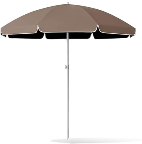 Générique Parasol de Plage, Parasol extérieur Portable avec Protection UV, Porte-gobelets, Crochet de Suspension et Ancre pour Sable(Brown,240cm/8ft)
