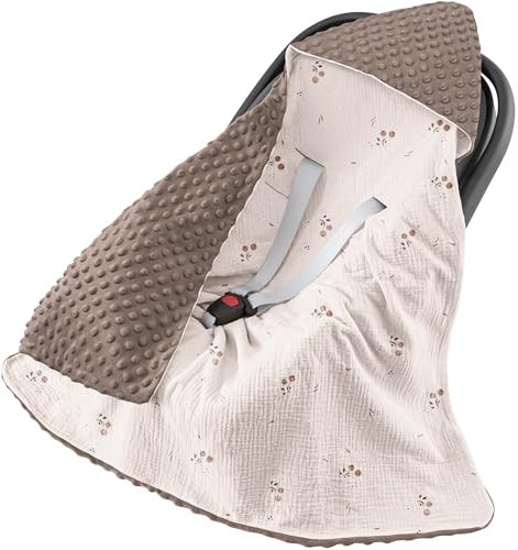 Susurration Einschlagdecke Babyschale Baby Decke 90x90 cm Kinderwagen und Kindersitze universal Baby Babydecke für Neugeborenen und Kleinkinder Einschlagsdecken Punkt Gurt(Orangenblüte)