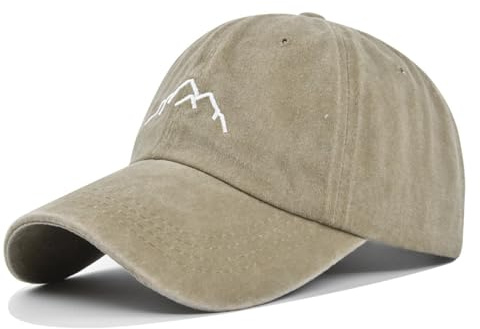 FUIPVGI Baseballkappe für Herren und Damen, klassische gewaschene Baumwolle, verstellbare Baseballkappen, Vintage-Bergstickerei, Sommer-Sonnenhut für den täglichen Sport
