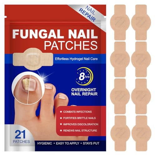 Fungal Nail Patches 21 PCS Fungal Nail Treatment Patches Nail Repair for Damaged Patches Nail Fungus Treatment for Toenail Repair Treatment Pads 8-Hour Nail Treatment Restores Healthy Appearance