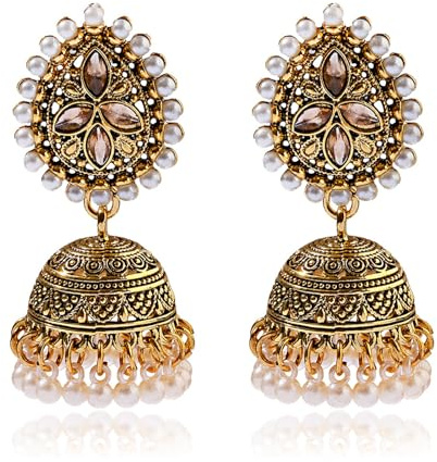 Indiska Jhumka örhängen för kvinnor traditionell ljuskrona dinglande smycken Bollywood festtillbehör bröllop festival present till henne