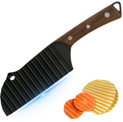 Crinkle Slicer Stainless Steel Crinkle Cutter Potato Chipper Knife Wave Knife French Fries Chips Chopping Knives Chip Cutter Fries Wave Knives Waves Cutting Tool French Cutters for Potato Vegetables