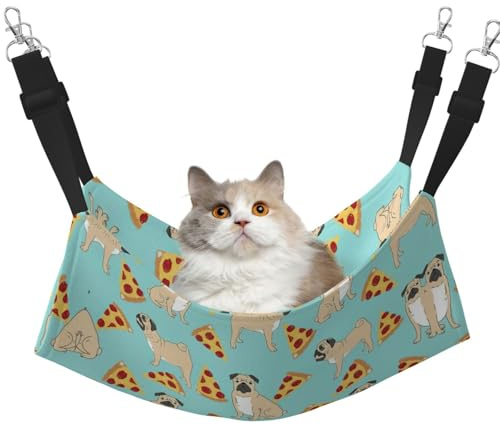 UVBDF Mops, Pizza-Party, Katzen-Hängematte zum Aufhängen, Haustier-Hängematte, Bett, verstellbar, Welpen, Kaninchen, Kleintiere