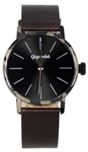 Gigandet Armbanduhr Damen Quarz Edelstahl Lederband Schwarz G43-036