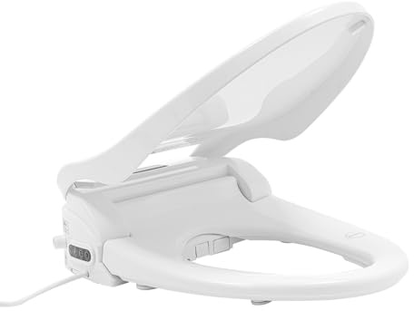 Smart Bidet Toilettensitz mit Fernbedienung & Heizung, Beheizter WC-Sitz mit Damenreinigung, LED Nachtlicht, IPX4 (V-Form, Weiß) 50.8 * 45.72 * 11.94cm
