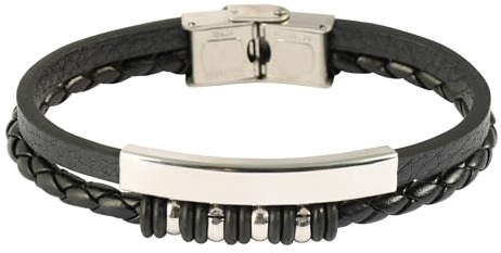 Akzent Armband Herren - Premium Armband Herren in Schwarz aus Kunstleder, 100% Wasserfest & Hautverträglich