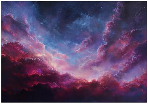 WallArena Vlies Fototapete - Wolken - 150x105 cm - Fototapeten - Tapeten - für Wohnzimmer Schlafzimmer - Vliestapete Wandtapete Tapete 3D Effekt- inkl. Kleister - Himmel
