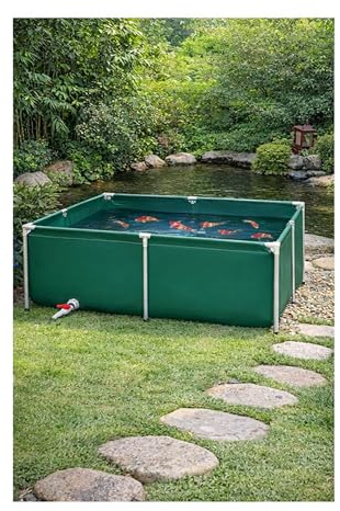 Grande laghetto for pesci fuori terra, piscina in tela di PVC spesso con telaio in acciaio zincato. Piscina contenitore for acquario all'aperto for Koi e stoccaggio dell'acqua(Green,78.7x78.7x15.7in)