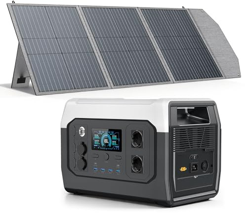 CTOLITY XP1000 station électrique portable 1000 W avec panneau solaire 100 W, batterie LFP (LiFePO4), EU Prise 220-240V, UPS, jusqu'à 1800 W pour la maion, les coupures de courant et le camping