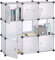 Relaxdays Regalsystem mit Türen, Raumteiler Kunststoff, Standregal 9 Fächer, Badregal, HBT: 95 x 95 x 32 cm, transparent