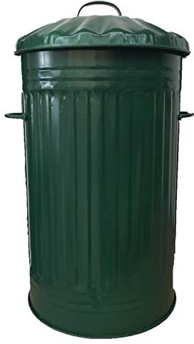 KetoPlastics 45L Litre GREEN Galvanised Retro Slim Metal Bin - Kitchen Rubbish Waste Dustbin Storage