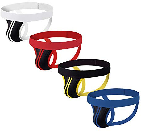 Summer Code Herren Baumwolle Jockstrap 4er / 2er Set Gestreift Unterwäsche