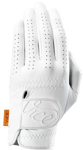 Vice Golf Pure White | Leder Golfhandschuh | Eigenschaften: Direktes Gefühl, Volle Kontrolle, Maximaler Halt, Idealer Komfort | Profil: Für ambitionierte Golfer
