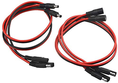 WMYCONGCONG 4 Stück SAE-zu-DC-Adapter, DC 5,5 x 2,1 mm Stecker-Buchse-Kabel zum SAE-Adapter-Anschlusskabel, 30 cm, 14 AWG, für Motorrad-Solarpanel-Ladegerät