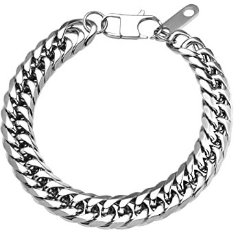 flintronic Armkette Herren Edelstahl, Herren Armband Panzerkette für Männer/Jungen, Schwer Glieder Link Armband, Armreif Hip Hop Rapper Modeschmuck 12mm Breit/21CM Lang