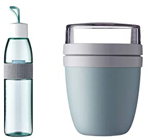 Mepal 2-TLG Lunch to go Set Trinkflasche mit Lunchpot Ellipse Nordic Green – je 700 ml Inhalt. – auch für kohlensäurehaltige Getränke – bruchfestes Material - auslaufsicher - Spülmaschinengeeignet